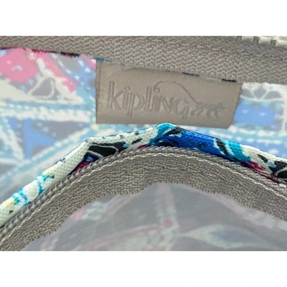 Kipling~ Brightside Sky Creativity Pouch Wristlet XL 3 Pocket Zipper w/ Monkey